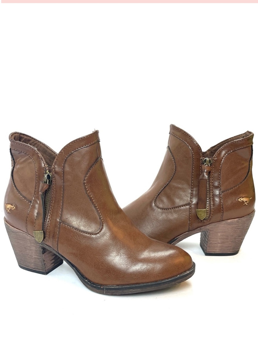 ROCKET DOG BROWN LEATHER WESTERN BOOTIES